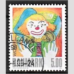 FRIMRKER DANMARK | 2002 - AFA 1320 - Europamrker. Cirkus - 5,00 Kr. flerfarvet - Pnt Stemplet