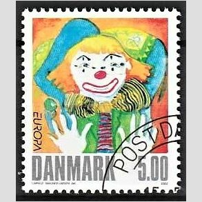 FRIMRKER DANMARK | 2002 - AFA 1320 - Europamrker. Cirkus - 5,00 Kr. flerfarvet - Pnt Stemplet
