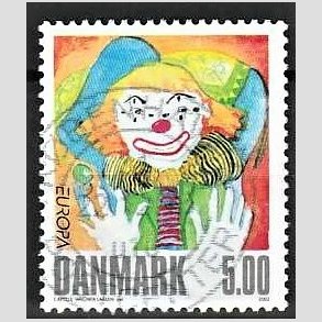 FRIMRKER DANMARK | 2002 - AFA 1320 - Europamrker. Cirkus - 5,00 Kr. flerfarvet - Pnt Stemplet
