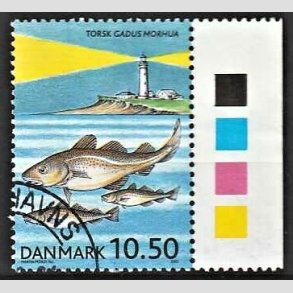 FRIMRKER DANMARK | 2002 - AFA 1327 - ICES havundersgelser 100 r. - 10,50 Kr. flerfarvet - Pnt Stemplet