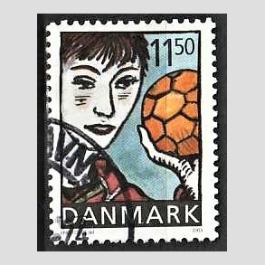 FRIMRKER DANMARK | 2002 - AFA 1345 - Sport og ungdom - 11,50 Kr. Hndbold - Pnt Stemplet
