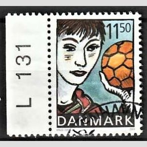 FRIMRKER DANMARK | 2002 - AFA 1345 - Sport og ungdom - 11,50 Kr. Hndbold - Pnt Stemplet
