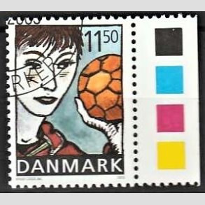 FRIMRKER DANMARK | 2002 - AFA 1345 - Sport og ungdom - 11,50 Kr. Hndbold - Pnt Stemplet