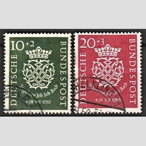 FRIM�RKER VESTTYSKL. BUND: 1950 | AFA 1084-85 | 10+2 pf.-20+3 pf. 200 �ret for Bachs d�d - Stemplet