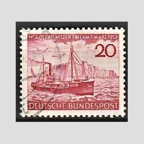 FRIM�RKER VESTTYSKL. BUND: 1952 | AFA 1112 | 20 pf. r�d Helgolands frigivelse - Stemplet