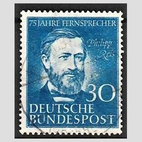 FRIM�RKER VESTTYSKL. BUND: 1952 | AFA 1124 | 30 pf. bl� Phillip Reis - Stemplet