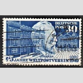 FRIM�RKER VESTTYSKL. BUND: 1949 | AFA 1079 | Verdenspostforeningen 75 �r - 30 pf. bl� - Stemplet