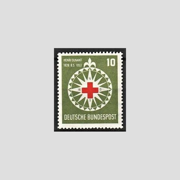 FRIMRKER VESTTYSKL. BUND: 1953 | AFA 1127 | 10 pf. grn/rd Rde Kors - Ubrugt