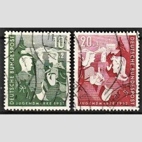 FRIM�RKER VESTTYSKL. BUND: 1952 | AFA 1117-18 | 10+2-20+3 pf. Ungdomsherberger s�t - Stemplet