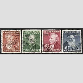FRIM�RKER VESTTYSKL. BUND: 1952 | AFA 1119-22 | Menneskehedens hj�lpere - s�t 4+2 pf.-30+10 pf. - Stemplet