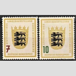 FRIM�RKER VESTTYSKL. BUND: 1955 | AFA 1175,1176 | Baden-W�rttemberg udstilling. - 7 pf. + 10 pf. i s�t - Ubrugt