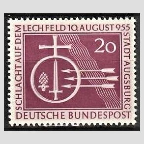 FRIM�RKER VESTTYSKL. BUND: 1955 | AFA 1179 | 20 pf. r�dlilla - Ubrugt