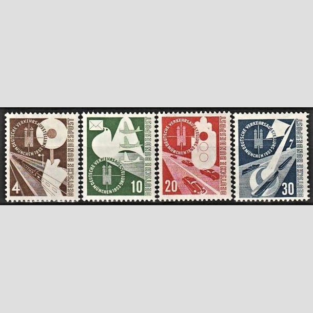 FRIMRKER VESTTYSKL. BUND: 1953 | AFA 1130-33 | Trafikudstilling Mnchen. - st 4pf - 30 pf. - Ubrugt