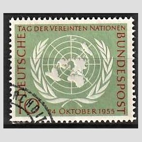 FRIM�RKER VESTTYSKL. BUND: 1955 | AFA 1184 | 10 pf. gr�n/r�d FN dagen - Stemplet