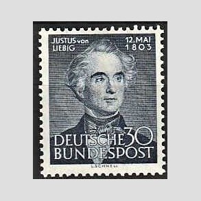 FRIM�RKER VESTTYSKL. BUND: 1953 | AFA 1129 | Liebig mindeudgave 30 pf. bl� - Ubrugt