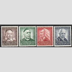 FRIM�RKER VESTTYSKL. BUND: 1953 | AFA 1136-39 | 4+2 pf.-30+10 pf. Menneskehedens Hj�lpere s�t - Ubrugt