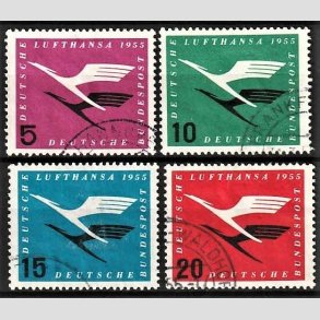 FRIM�RKER VESTTYSKL. BUND: 1955 | AFA 1168-71 | 5-20 pf. Lufthansas genetablering s�t - Stemplet