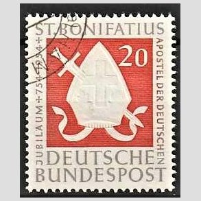 FRIM�RKER VESTTYSKL. BUND: 1954 | AFA 1162 | 20 pf. gr�brun/r�d - Stemplet