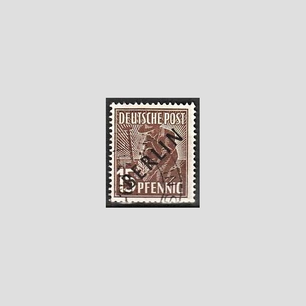 FRIMRKER VESTBERLIN: 1948 | AFA 06 | 15 pf. brun overtryk BERLIN sort - Stemplet