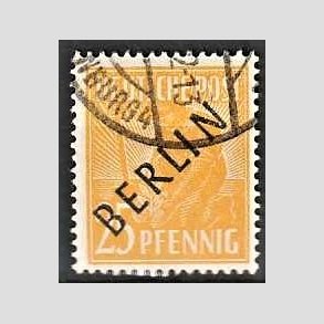 FRIM�RKER VESTBERLIN: 1948 | AFA 10 | 25 pf. gul overtryk BERLIN sort - Stemplet