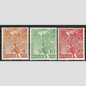 FRIM�RKER VESTBERLIN: 1952 | AFA 88-90 | 4-20 pf. Olympiade s�t - Ubrugt