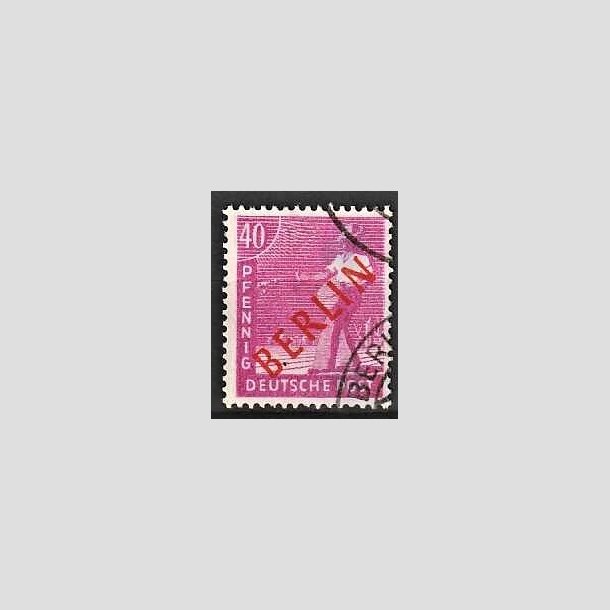 FRIMRKER VESTBERLIN: 1949 | AFA 28 | 40 pf. lilla overtryk BERLIN rd - Stemplet