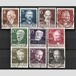 FRIM�RKER VESTBERLIN: 1952 | AFA 91-100 | 4-40 pf. Ber�mte berlinere s�t - Stemplet