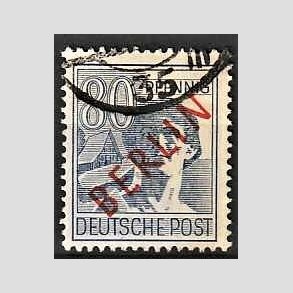 FRIM�RKER VESTBERLIN: 1949 | AFA 32 | 80 pf. bl�violet overtryk BERLIN r�d - Stemplet
