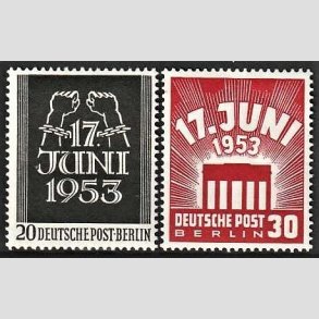 FRIM�RKER VESTBERLIN: 1953 | AFA 106-107 | 20 + 30 pf. juni opstanden - Ubrugt