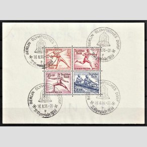 FRIM�RKER TYSK RIGE: 1936 | AFA 623-26 | Olympiadeblok 8+4-25+15 pf. - Flot Stemplet