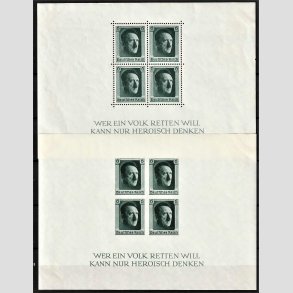 FRIM�RKER TYSK RIGE: 1937 | AFA 641,642 | Adolf Hitler miniark takket og utakket - Ubrugt