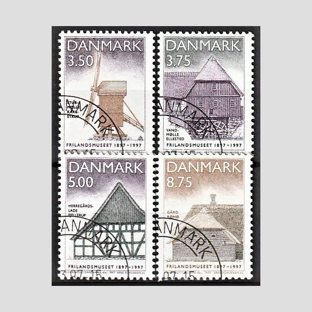 FRIMRKER DANMARK | 1997 - AFA 1139-42 - Frilandsmuseet 100 r. - 3,50-8,75 Kr. i st - Pnt Stemplet