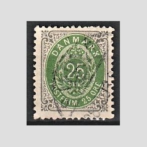 FRIM�RKER DANMARK | 1895 - AFA 29B - 25 �re gr�/gr�n - Stemplet