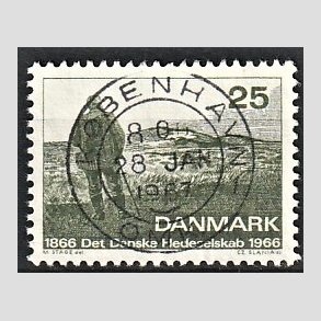 FRIM�RKER DANMARK | 1966 - AFA 443 - Det Danske Hedeselskab - 25 �re m�rkgr�n - Pragt Stemplet K�benhavn