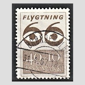 FRIMRKER DANMARK | 1966 - AFA 448F - Flygtning 1966 - 40 + 10 re brun - Pragt Stemplet Brnderslev
