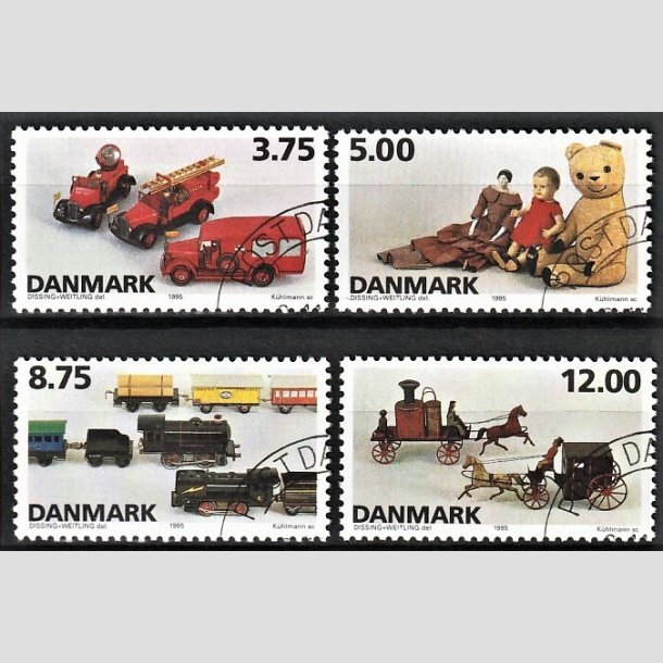 FRIMRKER DANMARK | 1995 - AFA 1103-06 - Dansk legetj - 3,75-12,00 Kr. flerfarvet i st - Pnt Stemplet