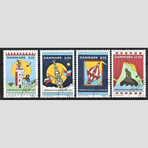 FRIMRKER DANMARK | 1996 - AFA 1107-10 - Kbenhavn Kulturby 96. - 3,75-12,00 Kr. flerfarvet i st - Pnt Stemplet