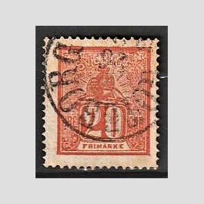 FRIMRKER SVERIGE | 1862 - AFA 16 - Lvetegning - 20 re rd - Stemplet