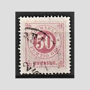 FRIMRKER SVERIGE | 1872 - AFA 25 - Ringtype tk. 14 uden vandmrke - 50 re rosa - Stemplet