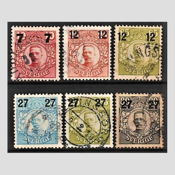 FRIMRKER SVERIGE | 1918 - AFA 105-110 - Provisorier - 7/10-27/80 re i st - Stemplet