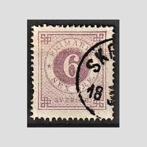 FRIMRKER SVERIGE | 1872 - AFA 20b - Ringtype tk. 14 uden vandmrke - 6 re violet - Stemplet