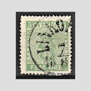 FRIMRKER SVERIGE | 1858 - AFA 07 - Vbentype tk. 14 uden vandmrke - 5 re grn - Stemplet