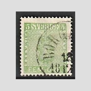 FRIMRKER SVERIGE | 1858 - AFA 07 - Vbentype tk. 14 uden vandmrke - 5 re grn - Stemplet