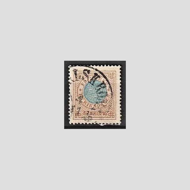 FRIMRKER SVERIGE | 1872 - AFA 26 - Ringtype tk. 14 uden vandmrke - 1 riksdaler brun/bl - Stemplet