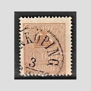 FRIMRKER SVERIGE | 1862 - AFA 14 - Lvetegning - 3 re brun - Stemplet