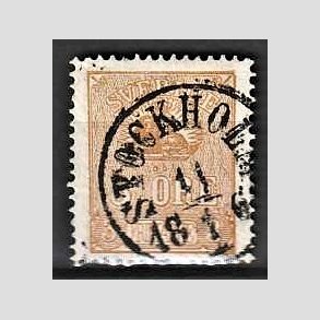 FRIMRKER SVERIGE | 1862 - AFA 14 - Lvetegning - 3 re brun - Stemplet