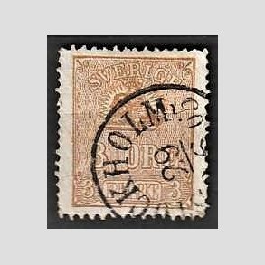 FRIMRKER SVERIGE | 1862 - AFA 14 - Lvetegning - 3 re brun - Stemplet