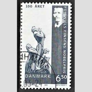 FRIMRKER DANMARK | 2003 - AFA 1372 - Frste danske nobelpris 100 r. - 6,50 Kr. flerfarvet - Pnt Stemplet