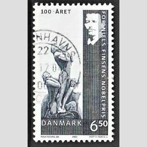 FRIMRKER DANMARK | 2003 - AFA 1372 - Frste danske nobelpris 100 r. - 6,50 Kr. flerfarvet - Pnt Stemplet