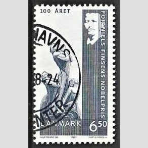 FRIMRKER DANMARK | 2003 - AFA 1372 - Frste danske nobelpris 100 r. - 6,50 Kr. flerfarvet - Pnt Stemplet